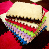 Tapis de sol moderne en velours doux et moelleux à emboîtement rose et blanc Tapis de sol en polyester pour le salon et la maison pour adolescents