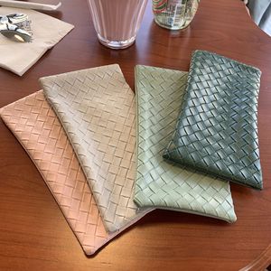 Factory Supply Retro Minimalist Woven PU Leather <b>Sunglasses</b> <b>Case</b>, Solid Color Eyeglasses Storage Pouch - Product Image 1