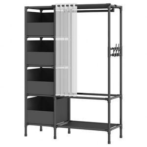 Armario Portátil Multifuncional Cuadrado con Barra para Colgar, Perchero Simple de Tela y Plástico para Sala de Estar - Product Image 1