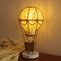 Lampe de table ronde en corde de jute Lampe de nuit en rotin Lampe de bureau en métal Led Décoration Lumière chaude pour les enfants