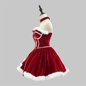 Princess Christmas Costume Red Velvet Dress With Cape Plus Size Women's Cosplay Costume - Product Image 3