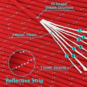 Cordón reflectante de paracord de 100 pies, 7 hebras de nailon 550, cordones de paracaídas de 4 mm de grosor, camuflaje, para tienda de campaña, <span class=keywords><strong>camping</strong></span>, senderismo, todas las estaciones - Product Image 2
