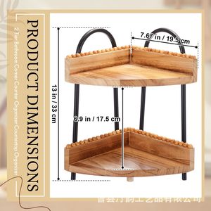 Étagère d'angle en bois transfrontalière, support de rangement double couche pour cosmétiques et articles de toilette de salle de bain, support de rangement pour parfums - Product Image 4