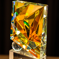 Trophée rectangulaire en cristal de haute qualité, plaque verticale, diamant étincelant, gravure laser arc-en-ciel, thème sportif