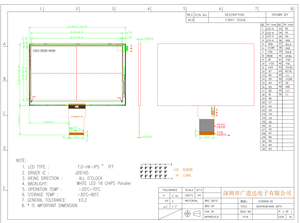 شاشة عرض TFT LCD مقاس 7.0 بوصة بتقنية IPS تعمل باللمس السعوي بدقة 1024×600 وسطوع عالي 1000 شمعة/م² قابلة للقراءة تحت أشعة الشمس - Product Image 4