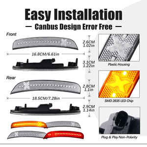 Luz de Posición Lateral Delantera y Trasera para Automóvil, Lente Transparente, para Chrysler 300 2015-2021, Luz LED Roja de Señal de Giro para Guardabarros, 68213845AD, 4 Piezas - Product Image 4