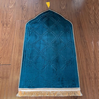 Tapis de prière musulman portable en polyester et mousse gaufrée antidérapant, lavable pour la maison, les voyages, la voiture et le camping