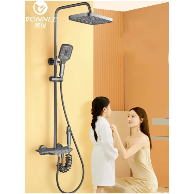 High quality and popular wall-mounted bathroom shower with four-gear adjustable water outlet, bathroom handheld shower faucet