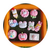 100 pièces Cabochons en résine à dos plat, Série Lapin de dessin animé, pour scrapbooking, décoration de téléphone, accessoires de centre pour nœuds à cheveux faits main DIY