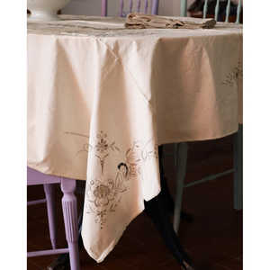 Nappe de mariage Robcultura en lin ivoire avec broderie grise, 12 serviettes, sans plis, style européen pour hôtels et salons - Product Image 4