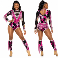 Combinaison de majorette personnalisée à franges en strass camouflage, découpée, à manches longues, pour spectacle de danse, couleur personnalisée OEM