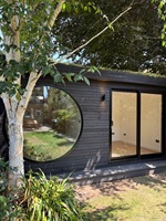 Outdoor Massivholz-Dampfsauna mit Panorama-Glaskabine, Moderne Garten-Villa für 2-8 Personen, Spa-Raum