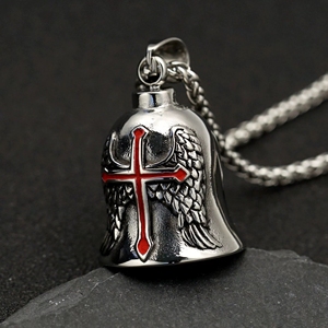 Nouveau Pendentif Moto Rétro Viking Punk en Acier Inoxydable Jésus le Bon Pasteur Portant une Cloche de Gardien - Product Image 2