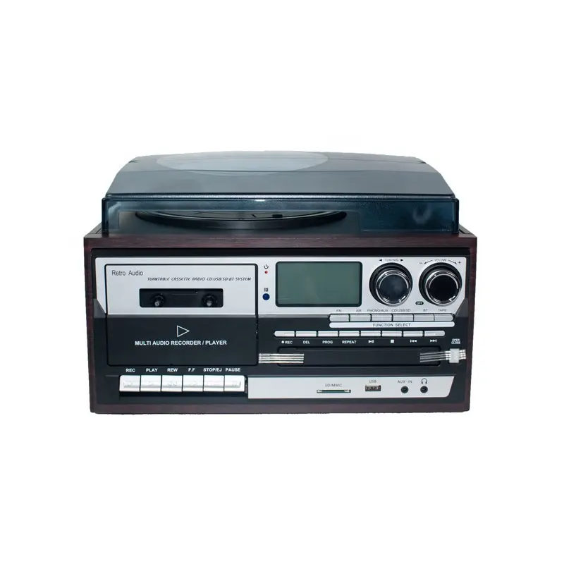 Hệ Thống Âm Thanh Nổi Cổ Điển Với Máy Nghe Nhạc CD Đài FM Aux In Với USB Máy Phát Băng Cassette MP3 Màu OEM