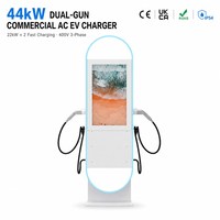 Borne de Recharge Commerciale AC pour Véhicules Électriques 22kW 44kW Double Pistolet avec Écran 32 Pouces, WiFi, Bluetooth, OCPP1.6 pour Usage Public