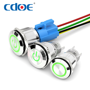 Ul CE TUV momentary kim loại SS công nghiệp không thấm nước IP67 push <span class=keywords><strong>button</strong></span> 19 mét 22 mét với đầu tròn phẳng cho bảng điều khiển - Product Image 1