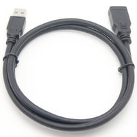 Cable de Extensión de Datos USB 3.0 AM a AF Coaxial/Fibra Óptica Negro Personalizado con Revestimiento de PVC para Micrófono, Altavoz y Monitor (4K)