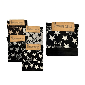 Braga De Cuello Scarf Star Print Black Gray Mix Girls Winter Warm Neckwear - Product Image 1