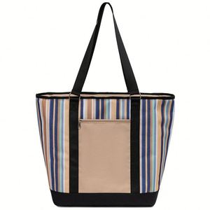 Custom Strips Printing Lunch Picnic Tote Cooler Bag Insulated Thermal Cooler Bag with Aluminium Foil Lining - Product Image 1