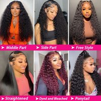 Pelucas de encaje frontal 13x4 de onda profunda, densidad 180%, 26 pulgadas, encaje HD, pre-arrancadas, con cabello de bebé, rizadas, negras, para mujer, China