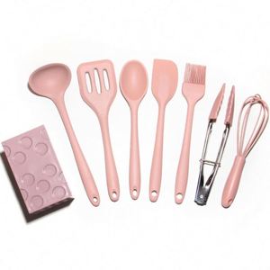 Hot Sale Premium Cooking Spatula 8 Pieces <b>Silicone</b> Colorful Kitchen Mini Utensils Set with Storage Holder - Product Image 1