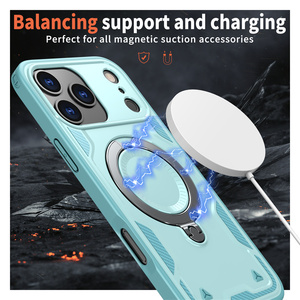 Étui de téléphone 2-en-1 anti-chute avec support magnétique rotatif à 360° en métal et chargement sans fil pour <span class=keywords><strong>iPhone</strong></span> 11 12 13 14 15 16 17 - Product Image 3