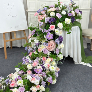 Flor de Seda Artificial Realista Hecha a Mano, Color Blanco y Morado, Planta Verde, Gypsophila, Decoración de Boda - Product Image 2