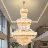 Luxueux grand escalier en colimaçon lumière lustre en cristal post-moderne pour salon avec installation de projet gratuite