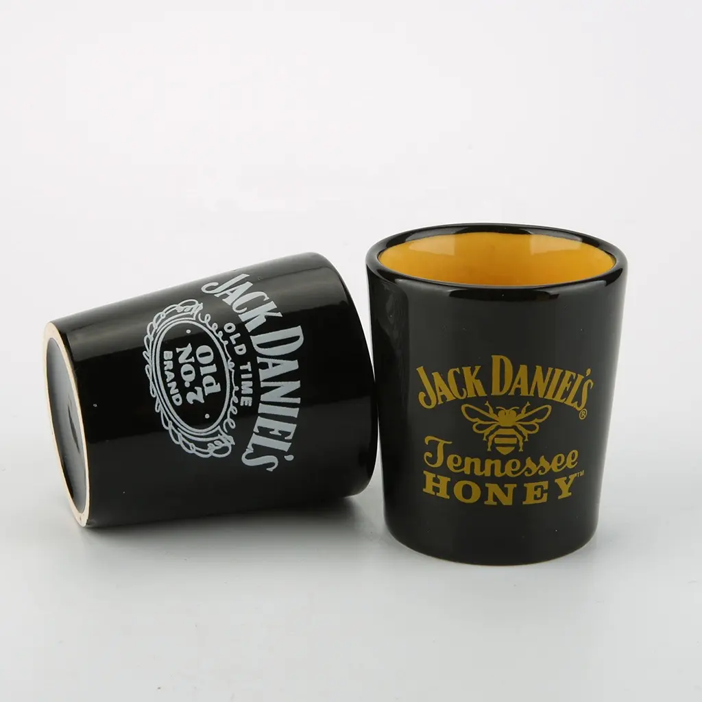 Kişiselleştirilmiş Jack daniel'in atış camı Mini fincan 1.5oz/2oz seramik atış camı sapsız