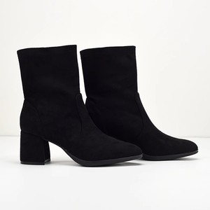 Comércio Exterior <span class=keywords><strong>Original</strong></span> Camurça Preta Cabeça Salto Grosso Sola Alta All-match Leg-fixing Finas Meias Elásticas Botas Curtas Mulheres - Product Image 3