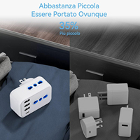 Adaptateur de voyage US Reisende avec 3 ports USB-A et 1 port Type-C, protection de sécurité pour les prises, 250V 10A, personnalisable OEM