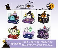 N-Mini038 Lot de 4 kits de peinture diamant personnalisés à motifs mini-paysages, pour festivals, DIY, sur toile floquée en soie