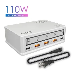 Cargador de portátil de 110W, adaptador multiviaje CE FCC ROHS, estación de carga USB para portátiles, tabletas y teléfonos, i9, venta al por mayor