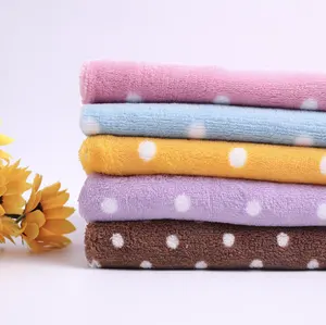 New Arrival Polyester Single-sided Dot Printed Coral Fleece Fabric Home Textiles Plush Toys Clothing Fabrics