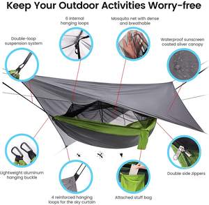 Wuqi — <span class=keywords><strong>hamac</strong></span> de Camping en Nylon, lit-balançoire <span class=keywords><strong>avec</strong></span> <span class=keywords><strong>moustiquaire</strong></span> <span class=keywords><strong>et</strong></span> bâche de pluie, léger, facile à transporter, offre spéciale, nouvelle collection - Product Image 2