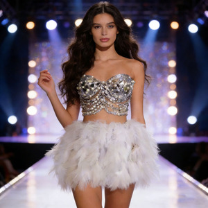 <span class=keywords><strong>Abito</strong></span> da Sera con Corpetto in Cristallo e Perle, Costume Scintillante da Palcoscenico per Donne, Vestito da Ballo - Product Image 3