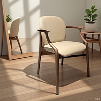 JP Vente en gros Chaise en bois de noyer rembourrée chinoise Chaise de salle à manger pour restaurant, hôtel, maison, salle à manger, cuisine
