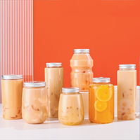 Bouteilles en plastique PET transparentes jetables rondes et carrées de 250 ml et 500 ml avec bouchon en aluminium pour jus de fruits – Vente en gros