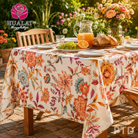 Nappe de jardin HuaLai 60x102 pouces en polyester effet coton à motif floral botanique pour repas en extérieur, sans plis, personnalisable