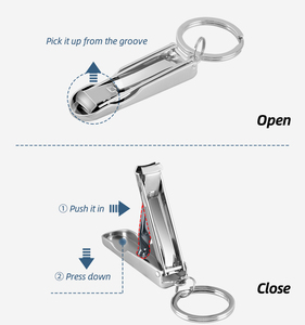 Coupe-ongles en acier inoxydable pliable pour doigts et orteils avec porte-clés, outil de manucure portable - Product Image 2