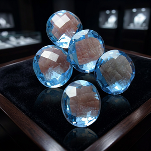 Topacio Azul Suizo Natural de Tamaño Personalizado, Corte Briolette de 8mm, Facetado y Redondo, Gema Suelta para la Fabricación de Colgantes y Pendientes, Venta al Por Mayor - Product Image 3