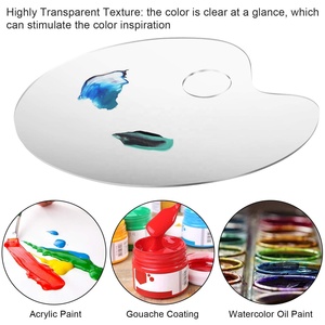 <span class=keywords><strong>Palette</strong></span> de <span class=keywords><strong>peinture</strong></span> en plastique, acrylique transparent, facile à nettoyer, pour aquarelle <span class=keywords><strong>gouache</strong></span>, mélange d'huile, design ovale, 2 pièces, 15x25cm - Product Image 4