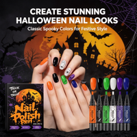 Stylo à ongles Halloween 6 couleurs séchage rapide sans odeur, stylo de nail art, outils de manucure DIY, service OEM personnalisé