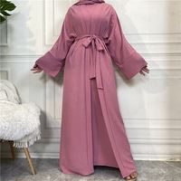 Ensemble de 3 pièces HANO : Hijab Modeste, Écharpe, Manteau Kaftan Islamique, Burqa, Abayas, Kimono Dubaï, Robe Musulmane pour Femmes, Abaya Ouverte avec Poche