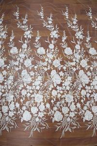 Tessuto di pizzo da sposa all'ingrosso <span class=keywords><strong>bianco</strong></span> <span class=keywords><strong>Tulle</strong></span> <span class=keywords><strong>ricamato</strong></span> per la sfilata di moda con paillettes lacci HY0883 - Product Image 5