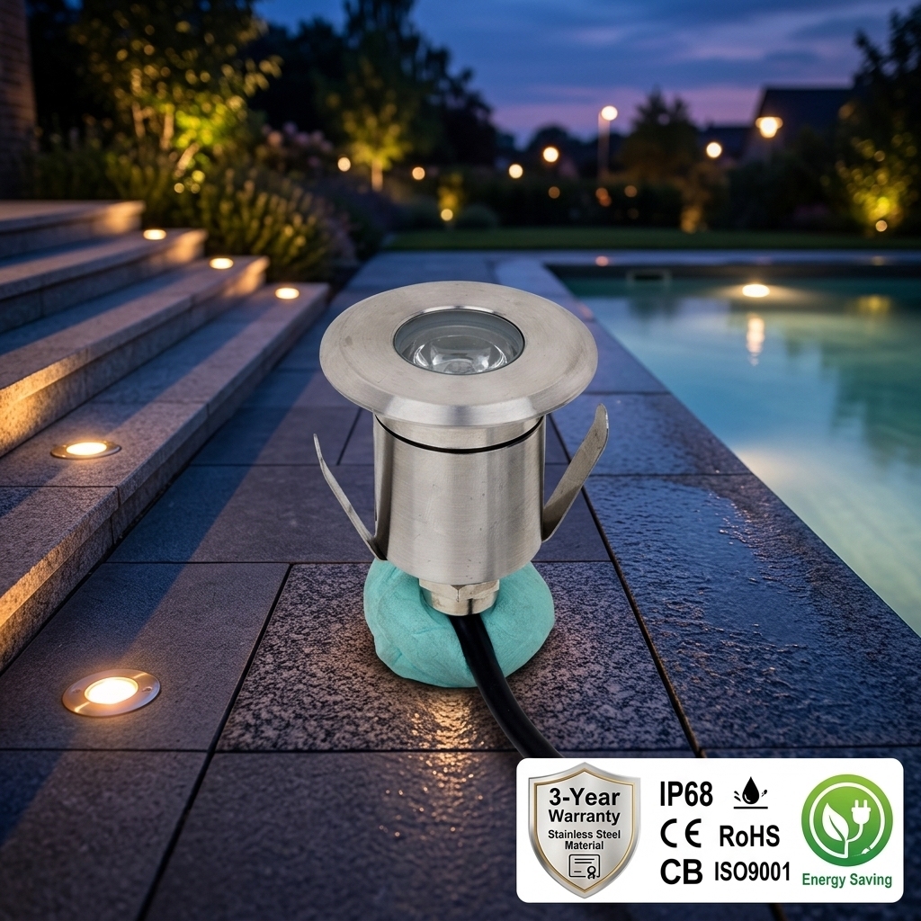 Manufacturer's Stainless Steel Embedded Colorful 1W 3w 12V IP68 Underwater Underground in Ground Swimming Pool Lights for Garden