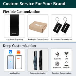 Kamera pengunci pintu sidik jari, Vein telapak suara cerdas dan pengenalan wajah dengan kunci pintar Tuya - Product Image 5