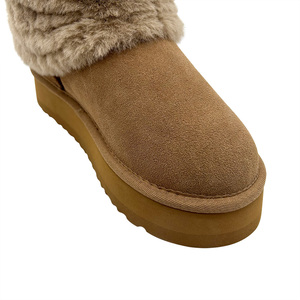 <span class=keywords><strong>Botas</strong></span> de piel con <span class=keywords><strong>plataforma</strong></span> plegable para mujer, <span class=keywords><strong>botas</strong></span> cortas clásicas de invierno cálidas con <span class=keywords><strong>plataforma</strong></span> de gamuza genuina con forro polar borroso - Product Image 6