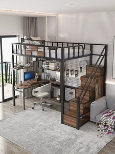 Struttura Letto a Soppalco in Metallo Personalizzabile con Scrivania e Libreria Arredamento su Misura per Mansarda o Loft - Product Image 2