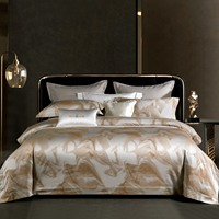 100% coton égyptien des années 100 Jacquard satin ensemble de draps 4 pièces ensemble de literie de qualité hôtel de luxe OEM Logo personnalisé